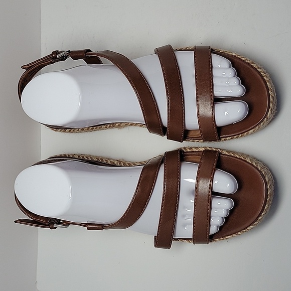 Naturalizer Peridot Espadrille Platform Sandal Shoe Straps Brown Faux‎ Leather 9 - Picture 3 of 16